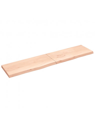 Piano per Tavolo 220x50x(2-6)cm in Rovere Massello Non Trattato