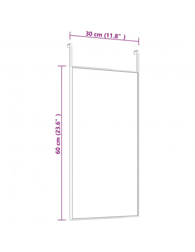 Specchio da Porta Nero 30x60 cm Vetro e Alluminio
