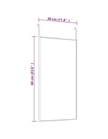 Specchio da Porta Nero 30x60 cm Vetro e Alluminio