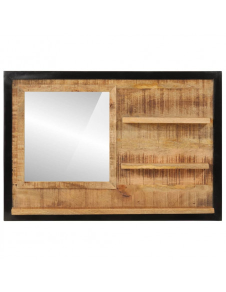Specchio con Ripiani 80x8x55 cm Vetro e Legno Massello di Mango