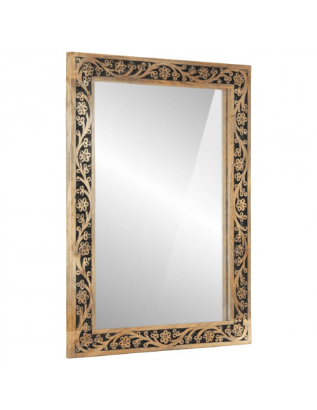 Specchio da Bagno 50x70x2,5 cm Legno Massello di Mango e Vetro