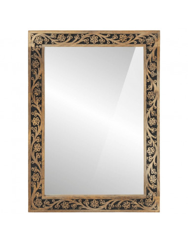 Specchio da Bagno 50x70x2,5 cm Legno Massello di Mango e Vetro