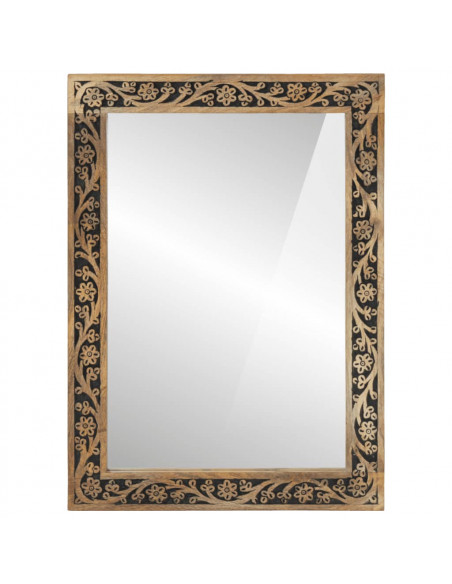 Specchio da Bagno 50x70x2,5 cm Legno Massello di Mango e Vetro