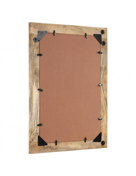 Specchio da Bagno 50x70x2,5 cm Legno Massello di Mango e Vetro