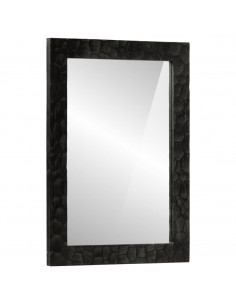 Specchio da Bagno Nero 50x70x2,5cm Legno Massello Mango e Vetro 2