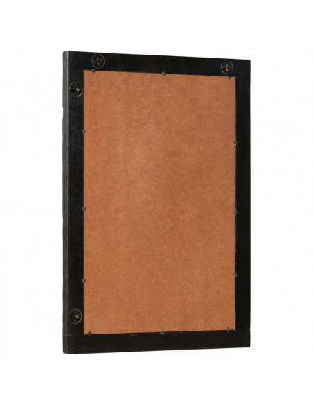 Specchio da Bagno Nero 50x70x2,5cm Legno Massello Mango e Vetro