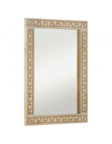 Specchio da Bagno 50x70x2,5 cm Legno Massello di Mango e Vetro