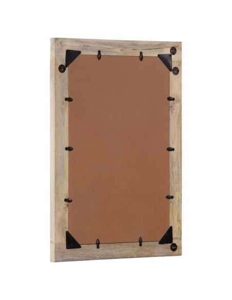 Specchio da Bagno 50x70x2,5 cm Legno Massello di Mango e Vetro