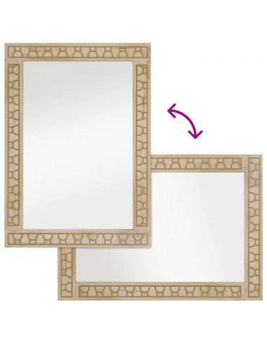 Specchio da Bagno 50x70x2,5 cm Legno Massello di Mango e Vetro