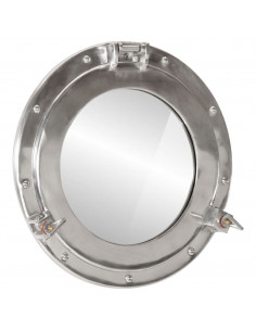 Specchio da Parete Design Oblò Ø38 cm in Alluminio e Vetro 2