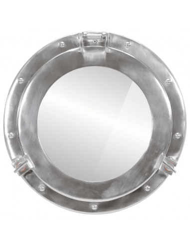 Specchio da Parete Design Oblò Ø38 cm in Alluminio e Vetro