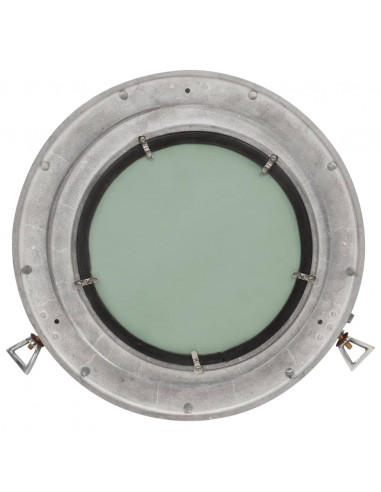 Specchio da Parete Design Oblò Ø38 cm in Alluminio e Vetro