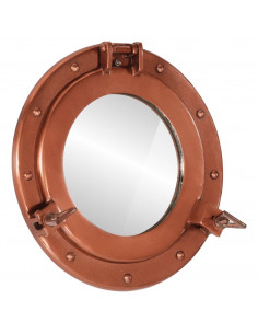 Specchio da Parete Design Oblò Ø30 cm in Alluminio e Vetro 2