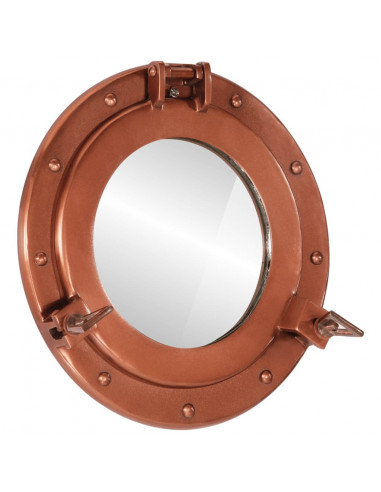 Specchio da Parete Design Oblò Ø30 cm in Alluminio e Vetro