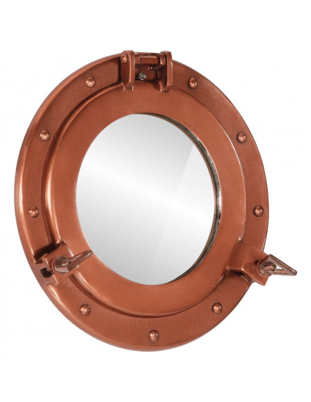 Specchio da Parete Design Oblò Ø30 cm in Alluminio e Vetro
