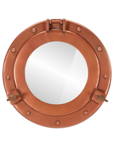 Specchio da Parete Design Oblò Ø30 cm in Alluminio e Vetro