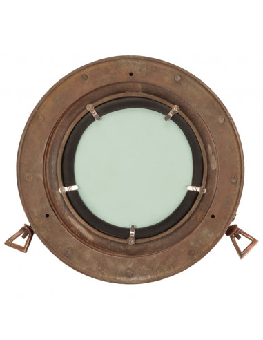 Specchio da Parete Design Oblò Ø30 cm in Alluminio e Vetro