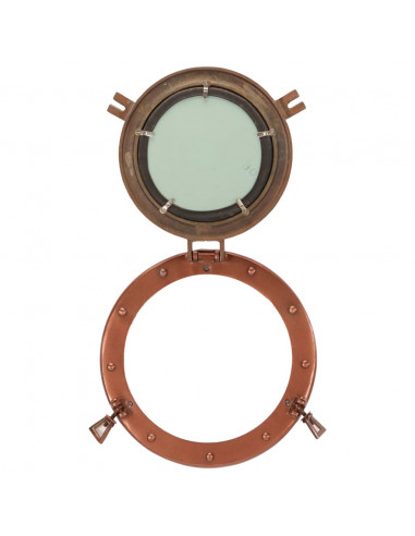 Specchio da Parete Design Oblò Ø30 cm in Alluminio e Vetro