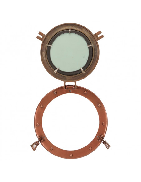 Specchio da Parete Design Oblò Ø30 cm in Alluminio e Vetro