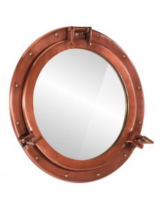 Specchio da Parete Design Oblò Ø50 cm in Alluminio e Vetro 2