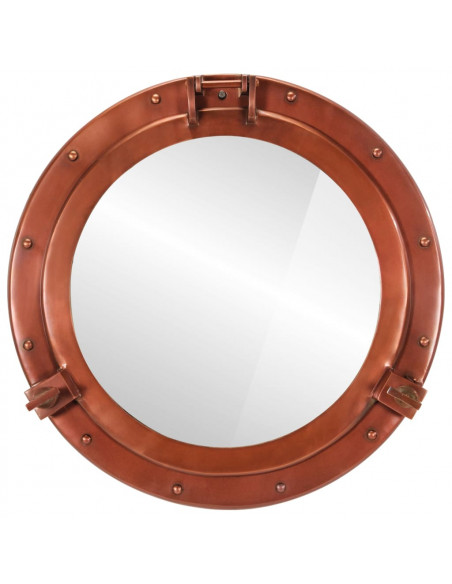 Specchio da Parete Design Oblò Ø50 cm in Alluminio e Vetro
