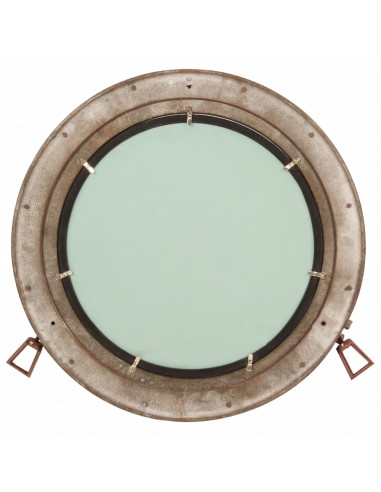 Specchio da Parete Design Oblò Ø50 cm in Alluminio e Vetro