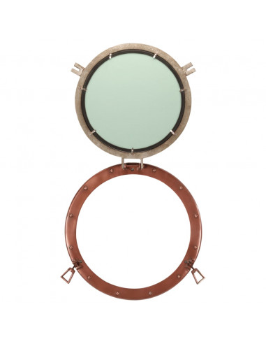 Specchio da Parete Design Oblò Ø50 cm in Alluminio e Vetro