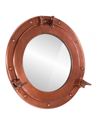 Specchio da Parete Design Oblò Ø38 cm in Alluminio e Vetro