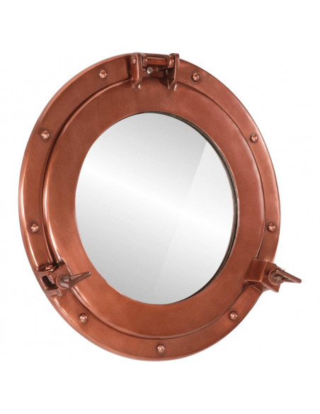 Specchio da Parete Design Oblò Ø38 cm in Alluminio e Vetro