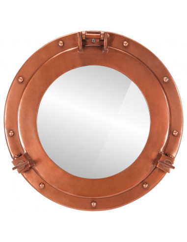 Specchio da Parete Design Oblò Ø38 cm in Alluminio e Vetro