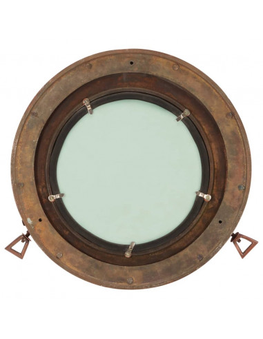 Specchio da Parete Design Oblò Ø38 cm in Alluminio e Vetro