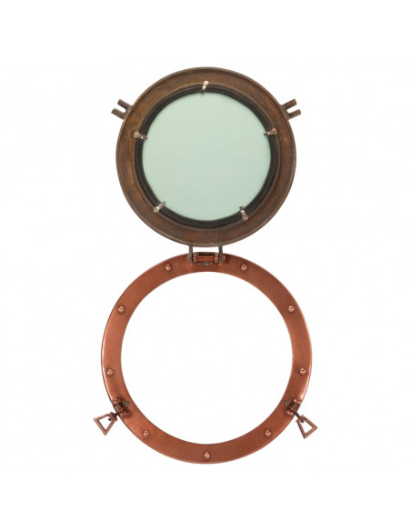 Specchio da Parete Design Oblò Ø38 cm in Alluminio e Vetro