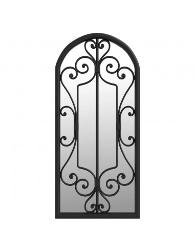 Specchio da Giardino Nero 100x45 cm in Ferro per Uso Esterno