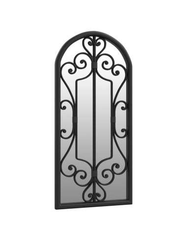 Specchio da Giardino Nero 100x45 cm in Ferro per Uso Esterno
