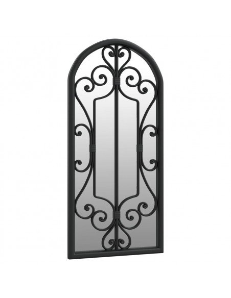 Specchio da Giardino Nero 100x45 cm in Ferro per Uso Esterno