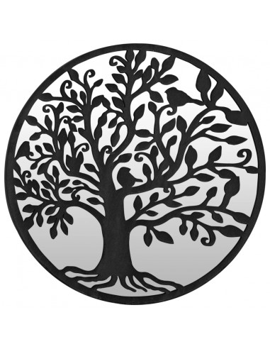 Specchio da Giardino Nero 60x2,5 cm in Ferro Rotondo da Esterno