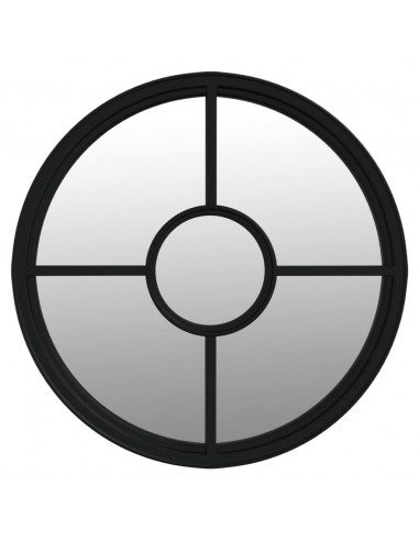 Specchio Nero 60x4 cm Rotondo in Ferro per Uso Interno