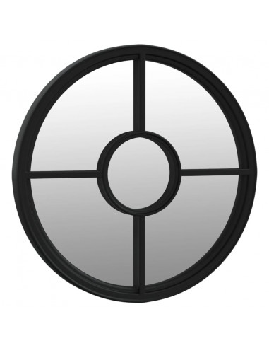 Specchio Nero 60x4 cm Rotondo in Ferro per Uso Interno