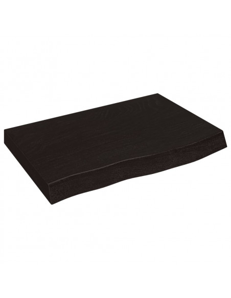 Piano Tavolo Marrone 60x40x(2-6) cm Rovere Massello Trattato