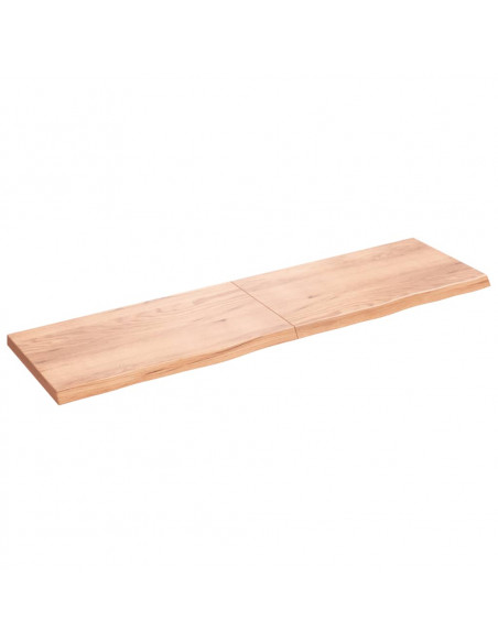 Piano Tavolo Marrone 220x60x(2-6) cm Massello Rovere Trattato