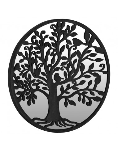 Specchio Nero 60x2,5 cm Rotondo in Ferro per Uso Interno