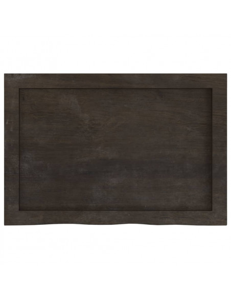 Piano Tavolo Marrone 60x40x(2-4) cm Rovere Massello Trattato