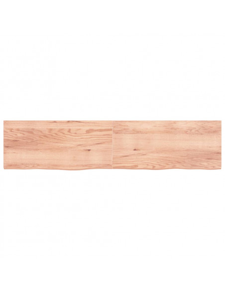Piano Tavolo Marrone 220x50x(2-4) cm Massello Rovere Trattato