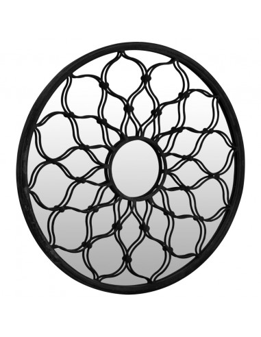Specchio Nero 40x3 cm Rotondo in Ferro per Uso Interno