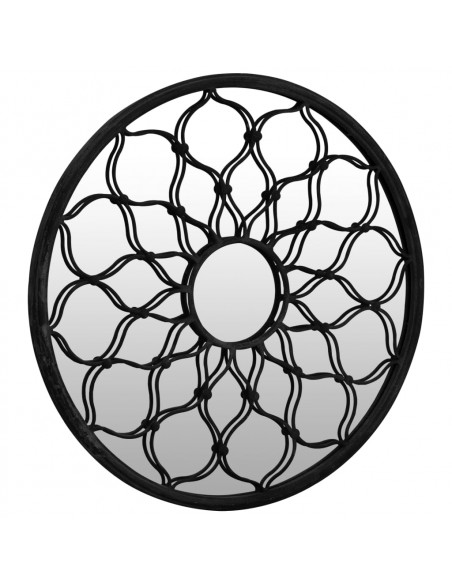 Specchio Nero 40x3 cm Rotondo in Ferro per Uso Interno