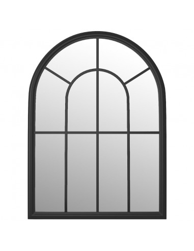 Specchio da Giardino Nero 60x45 cm in Ferro per Uso Esterno