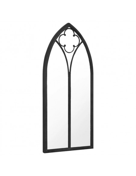 Specchio da Giardino Nero 70x30 cm in Ferro per Uso Esterno