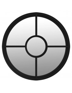 Specchio da Giardino Nero 40x4 cm in Ferro Rotondo da Esterno 2