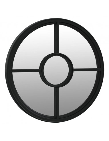 Specchio Nero 40x4 cm Ferro Rotondo per Uso Interno