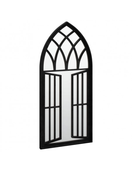 Specchio da Giardino Nero 100x45 cm in Ferro per Uso Esterno